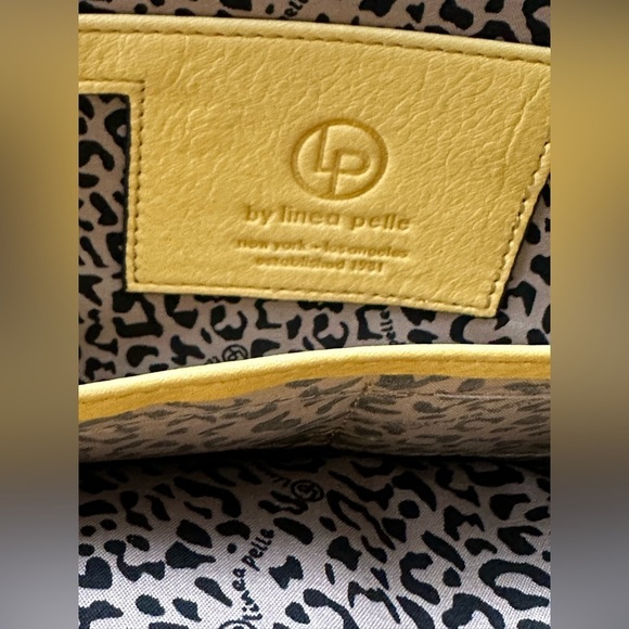 Linea Pelle Yellow Zip Around Clutch Bag Genuine Leather Studded Detail - Picture 9 of 11